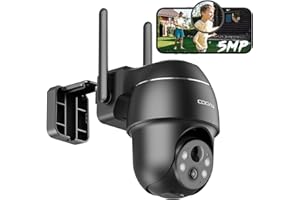 COOAU Kamera monitoringowa 5 MP, akumulator zewnętrzny, bezprzewodowa, Wi-Fi, IP, do użytku na zewnątrz, z inteligentnym rozpoznawaniem osób PIR, noktowizorem kolorowym, alarmem audio i świetlnym,