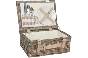 Red Hamper FH055 2 Person Fitted Picnic Basket, Brown, 26 x 36 x 15 cm