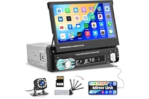 Hikity Autoradio 1 Din GPS 7 Pouces Écran Tactile Retractable Bluetooth Main Libre Poste Radio Voiture avec FM Radio GPS Lien Miroir USB/SD/AUX+ Camera De Recul