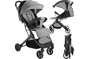 tectake® Poussette compacte 0-36 mois Pliable avec Panier de rangement Dossier inclinable Harnais 5 points Protection Anti-UV, Poussette voyage Accessoires Bébé Nouveau né Enfant Baby stroller