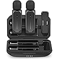 ECOMXIA 2 Pcs Wireless Lavalier Microphone for iPhone iPad Android with Charging Case 7H Clip on Lapel Microphone Wireless for Video Recording Vlogging, YouTube, Interview, 3 Mode Denoise, 70ft