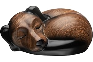 Kriss Art Urne funéraire pour animaux de compagnie, urne dormant en résine pour chien, pour cendres, petits animaux (noyer noir)