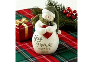 MERITMODE Resin Snowman Ornament with Heart – "Good Friends Warm the Heart" Christmas Decoration – Hand-Painted Mini Winter Figurine Gift for Friend, Neighbour or Teacher – Festive Shelf or Mantel Decor