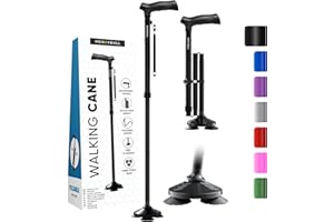 HONEYBULL Walking Cane for Men & Women - Foldable, Adjustable, Collapsible, Free Standing Cane, Pivot Tip, Heavy Duty | Walking Sticks, Folding Canes for Seniors & Adults