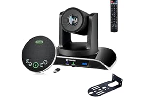 TONGVEO 4K PTZ-Konferenzraum-Kamerasystem, KI-Auto-Tracking 20-facher Zoom 4K PTZ-Kamera USB 3.0 HDMI LAN Ausgänge und Bluetoot Freisprecheinrichtung mit Mikrofon für große Remote-Meetings