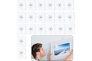 WASUQO 20 ganchos para cuadros autoadhesivos, transparentes, ganchos adhesivos para cuadros, sin perforación, imágenes autoadhesivas, para pósteres, fotos, pinturas decorativas, carga máxima 5 kg