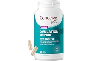 Conceive Plus Ovulation Support - PCOS Supplement for Fertility, Myo-Inositol & D-Chiro Inositol, Folate, Ginger and CoQ10 - Ovulation Supplement, Hormone Balance for Women - 120 Capsules