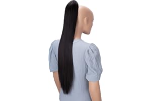 CAISHA by PRETTYSHOP 28" Extra Long Straight Ponytail Hairpiece Heat-resistant Synthetic Fibres Dark Brown H170