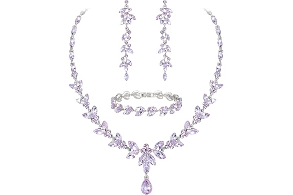 EVER FAITH Elegant österrikisk kristall bröllop brud smycken set halsband örhängen och armband 3 delar Marquise set med klara