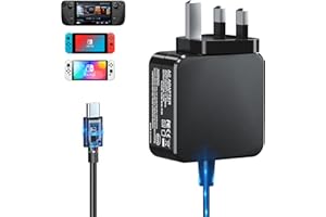 SWANPOW 45W Switch Charger Steam Deck Charger, 15V/3A AC Adapter with 6FT/1.8M Cable, 45W GaN 2 Hour Fast Charging Power Supply for Steam Deck/Switch/Lite/OLED/TV Dock/Pro Controller - Support TV Mode