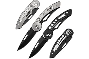 DRACHENADER 2-Piece Folding Pocket Knife Set W33-Y+H, UK Legal Non-Locking Knives with 2.40" / 6.1 cm Blade, Stainless Steel Silver & Black Mini Knives for Everyday Use, Package Opening & Home Tasks