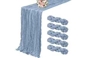 LUMAYCENS 5er-Pack Käsetuch-Tischläufer, staubblauer Tischläufer, 90cm x 300cm, Tischläufer, rustikale Gaze-Tischläufer für Hochzeitstischdekoration, Hochzeitsbogen, Party-Dekoration