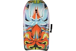Koopp 36” Foam Surfboard with Leash & Strap, Multicoloured Octopus | Large Kids & Adults Bodyboard | Lightweight & Durable Beach Board, Swimming & Surfing Accessory | Adults & Teens Beginner Bodyboard