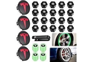 AICHARYNIC Kit de Capuchon de Roue pour Tesla, Ensemble de Capuchon de moyeu Central Cache d'écrou de Roue Couvercle de moyeu de Modification du Centre pour Model Y Mode 3 Mode S Mode X