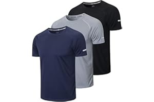 ZENGVEE 3 Pack T-Shirt Homme Tshirt Sport Homme Manche Courte Séchage Rapide Respirant Baselayer Running Tee Shirt Vetement pour Gym