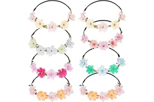 Werownsgso Pack von 8 Blumenkranz Haare,Blume Krone Stirnband,Blumenkranz Haare Kinder,Blume Kette Haar Stirnband für Frauen, Mädchen, Braut, Brautjungfern, Hochzeit, Party, Geburtstag