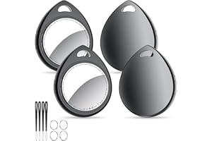 QCOQ® Air Tags 4 Pack 2025, Buscador de Objetos Bluetooth Compatible con Buscar Apple (Sólo iOS), Smart Localizador Bluetooth 5.3 para Llaves, Cartera, Equipaje, Mochila, Batería Reemplazable