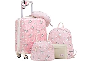 COOLIFE Set di bagagli per bambini, 5 pezzi, 16 pollici, bagaglio a mano, guscio rigido, spinner, bagagli per bambini, bagaglio da viaggio, per ragazze e ragazzi, zebra, Koffer-Set 5-tlg, Set di