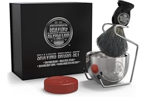 ‎SHAVING REVOLUTION SHAVING REVOLUTION Luxuriöses Nassrasur Set Herren - Rasierset mit Rasierpinsel, Rasierseife, Rasierschale aus Edelstahl & Rasierhobel Ständer