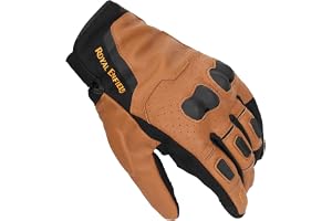 Royal Enfield PHOENIX GLOVES | Leather & Microsuede Hybrid | TPR Knuckle Protection | Perforated Ventilation | Touchscreen Ready | Reinforced Palm Grip | Neoprene Anti-Chafing Cuff TAN M