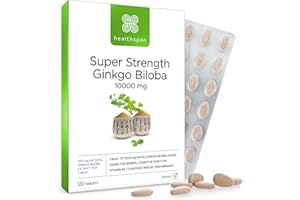 ‎HEALTHSPAN Healthspan Ginkgo Biloba 10.000 mg | Stärkt die kognitive Funktion & geistige Leistungsfähigkeit | Reduziert Müdigkeit | Jod und Vitamin B5 | Mit Flavonglykosiden | Vegan | 120 Tabletten