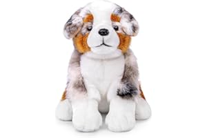 lilizzhoumax Simulation Australian Shepherd Dog Plush Toy 36cm/14” Realistic Stuffed Animal Wild Dog Puppy Stuffed Animals Cute Dog Plush Toy Soft Plush Home Decoration Toys, Gift for Boys and Kids
