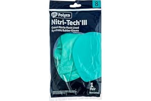 Polyco GL36M 925 Nitri Tech III Chemical Resistant Gloves, Single Pair, Size 8/Medium, Green