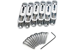Guyker 6Pcs Guitar Individual Bridge Saddles Tailpiece Set with Screws and Hex Wrench Replacement for Electric Guitar (Chrome)