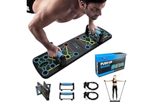 Lvpradior 12 en 1 Push up Board, équipement de Fitness Multifonction Pliable à la Maison, avec barre de préhension et corde de résistance, pour intérieur, Gymnase, Exercice de Fitness en Plein air