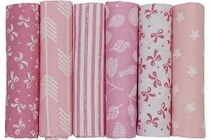 aufodara 6 Stück Baumwollstoff Meterware Stoff je 50 x 50cm, Reiner Baumwolle, Stoffe zum Nähen, Patchwork Stoffpaket zum Quilten DIY Basteln Handwerken, Modischen Mustern (Rosa)