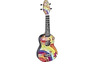Ortega Guitars Ukulele Soprano Acustico – Keiki K2 Series – Accessori Inclusi – Agathis / ABS, Peace ‘68 (K2-68)