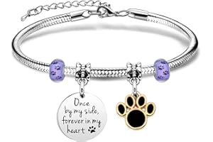 SAMORION Memorial Pet Dog Bracelets for Women Anniversary Dog Pet Jewellery for Girls Friends Loss Of Pet Dog Memories Gifts Sympathy Gifts Cute Paw Prints Remembrance Bracelets