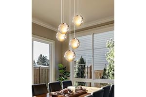 ‎H.W.S H.W.S LED Pendant Light Glass Crystal Chandelier Decorative Chandelier Modern Pendant Lamp for Villa Stairs Living Room Dining Room Bedroom Interior Light Lamp