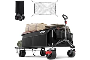‎PORTAL Portal Bollerwagen faltbar XXXL 600L Große Ladefläche 180kg Belastbar Ultrabreit Handwagen mit Seitentasche Transportwagen Leiterwagen Klappbar Strandwagen Faltwagen für Garten Camping Festival