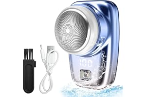 AMNF Mini rasoir USB rechargeable par USB, étanche, portable avec affichage de la puissance, rasoir de poche pour utilisation humide et sèche pour la maison et les voyages (bleu dégradé)