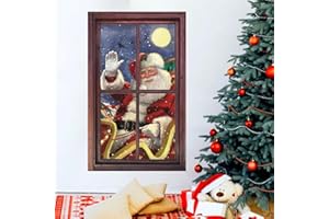 ANHUIB Large Christmas Wall Decals Funny Santa Claus Stickers Xmas Wall Stickers 3D Wall Stickers with Santa Claus Xmas Decals for Walls Xmas Decorations for Living Room Home Office Party 46×75cm