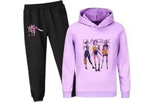 NILKOOZ KPOP Boys Tracksuits Kids Girls Hoodied Sweatshirt Fashion Long Sleeve & Pants Sets Streetwear for Ages 2-13