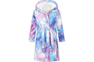 KOBILEE Accappatoio per bambini in spugna con cappuccio, in cotone, per ragazzi e ragazze