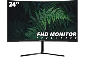 CRUA 24 Inch Curved Gaming Monitor, FHD(1920×1080p) 2800R 75Hz, 95% sRGB Color Gamut Ultrawide Computer Monitors, 3-Sided Narrow Bezel and Filter Blue Light, Desktop PC Monitor(HDMI+VGA)