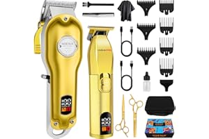 HIENA PRO Professional Hair Clippers Men Cordless Mens Hair Clipper and Trimmer Set Hair Cutting Kit for Barber Set Rechargeable Barber Clippers with LED Display