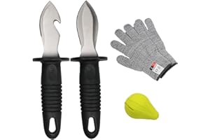 Nvzi Austernmesser, Oyster Shucking Knife, Oyster Knife, Oyster Shucker, Oyster Opener, Oyster Shucking Kit, 2 Austernmesser and 1 Gloves Cut Resistant Gloves