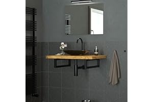 ML DESIGN MODERN LIVING ML-Design 2er Set Wandkonsole für Waschtisch, 450x150 mm, Schwarz, Stahl, Design Waschtischhalterung, Wandhalterung Unterbau für Waschtischplatte, Konsolenträger Regalträger Regalhalter Handtuchhalter