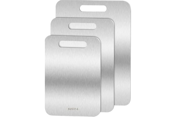 3 st skärbräda titan, BPA-fri dubbelsidig mat titanium skärbräda, S316 skärbräda rostfritt stål, för kött, bröd, grönsaker och frukt (S+M+L)