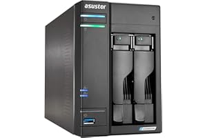 ‎ASUSTOR Asustor Lockerstor 2 Gen 2 AS6702T | 2 Bay NAS - Netzwerkspeicher Gehäuse, Quad Core 2.0GHz CPU, 4 M.2 PCIe 3.0 ssd Slot, 2 2.5GbE Port, 4GB RAM DDR4