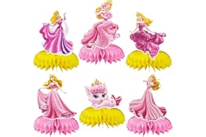 IQEPXTGO Sleeping Beauty Party Honeycomb Decoration Prinzessin Aurora Geburtstag Deko Prinzessin Bienenwaben Mittelstücke Tischdekoration Cake Topper Waben Party Dekoration Supplies