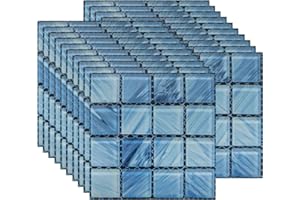 FBBULES 20PCS Adesivi per Piastrelle Cucina e Bagno, PVC Autoadesiva Mosaico Sticker Piastrelle Adesive, Impermeabile Mosaico Adesivi Parete per Piastrelle, Blu Scuro (10x10cm/4x4pollici)