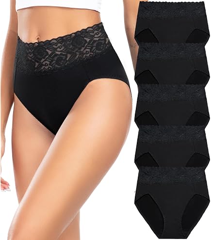 Lot De 5 Culottes Taille Haute En Coton Pour Femme - Confortable Avec Contrôle Du Ventre