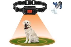POIIOPY Clôture GPS sans Fil pour Chiens, pour Grands Espaces Ouverts et Utilisation en Extérieur, Étanche Précise Électrique Système Clôture Collier avec la Nouvelle Puce Signal GPS, Rayon 30-916m