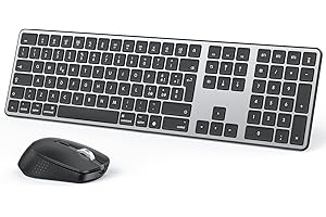 OMOTON Kit Tastiera e Mouse Wireless Bluetooth per Mac, Tastiera e Mouse Ricaricabile con 3 Canali Bluetooth per Mac Pro/Mini, MacBook Pro/Air, iMac, iMac Pro, Layout Italiano QWERTY, Grigio Spazio