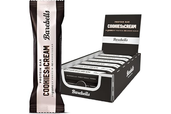 Barebells Barre de protéine 20g proteine, 12x55g chocolat protein bars (Cookies&Cream)